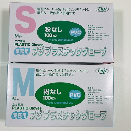 【メーカー在庫限り】フジ　プラスチックグローブ粉なし 100枚（薄くて丈夫）