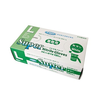 スーパーニトリルグローブ 粉なし （白）（食品衛生企画合格品）S/M/Lサイズ